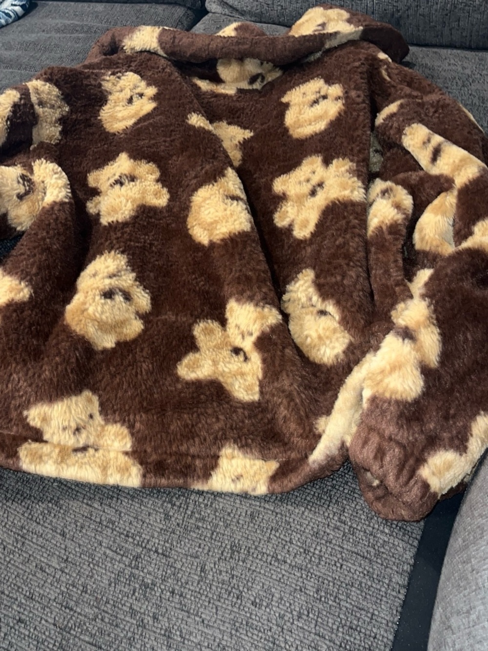 Plush Brown Teddy-Print Bomber Jacket - Cozy Women's Outerwear